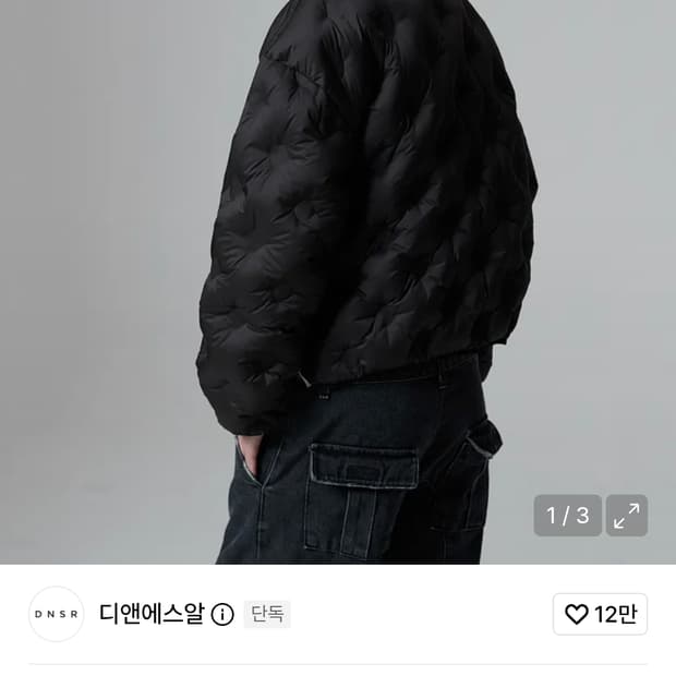 디앤써(dnsr) 하이프 덕다운 패딩 L
