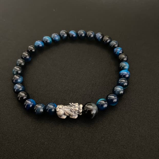 6mm 블루블랙 호안석 비휴 팔찌