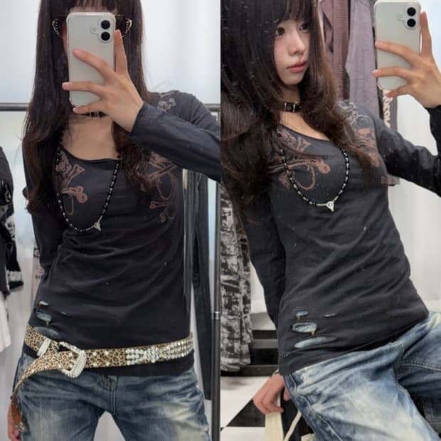 🎸블랙 스컬 프린팅 롱슬리브🎸