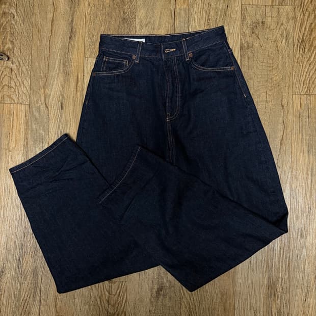 자라 하이웨스트 배럴핏 데님 생지 청바지