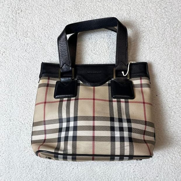버버리 00's 가죽 트리밍 노바체크 미니 토트백 A1869