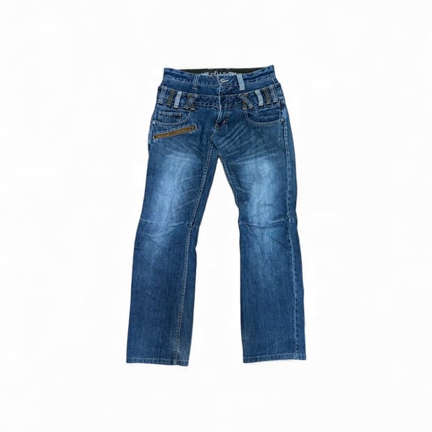 일본 빈티지 지퍼 디테일 새깅 팬츠