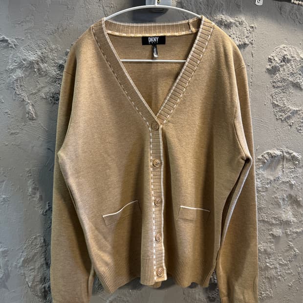 DKNY 골프 브이넥 니트 가디건 베이지 XL