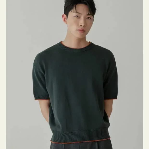 (1) 웨이비니스 드리프트 라운드넥 하프니트_그린오렌지