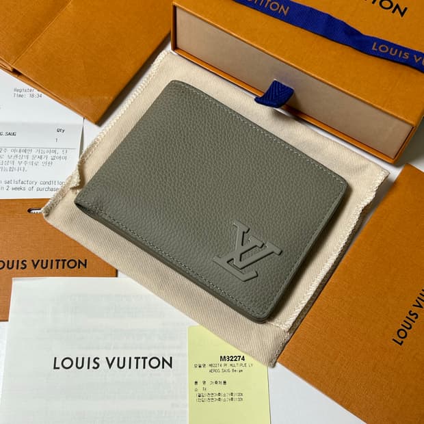[정품] 루이비통 에어로그램 멀티플월릿 반지갑 그레이