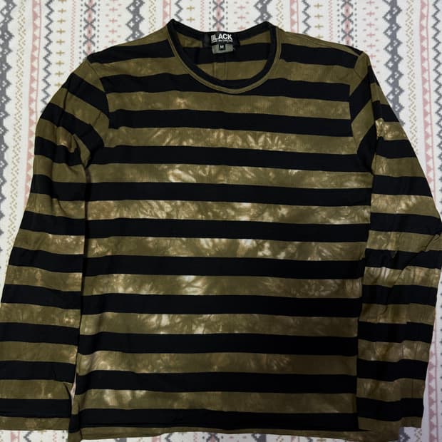 꼼데가르송 블랙 스트라이프 티셔츠 롱슬리브