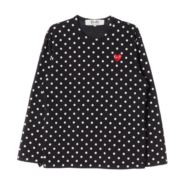 꼼데가르송 플레이 폴카 도트 레드 와펜 롱슬리브 M