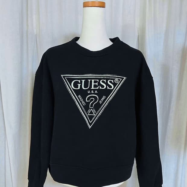게스 GUESS  크롭핏 맨투맨 블랙 S