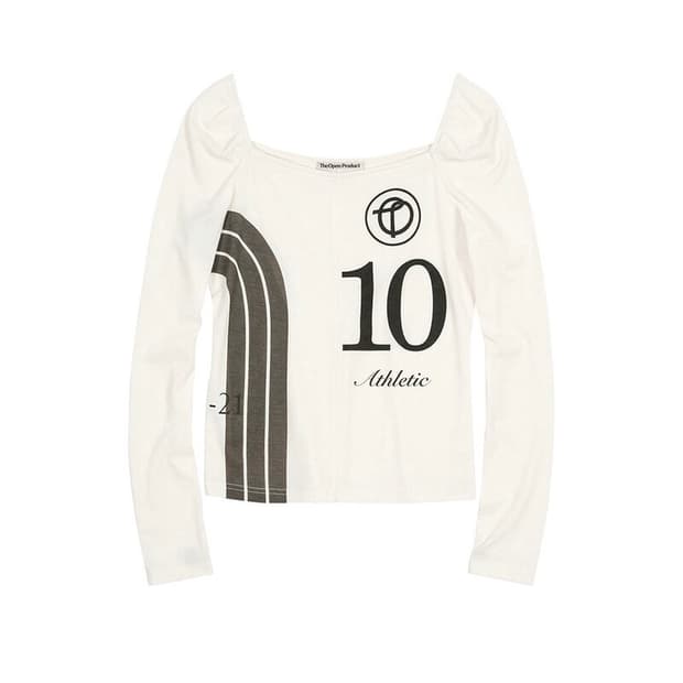 더오픈프로덕트 넘버스퀘어탑 NUMBER PRINT SQUARE NECK 