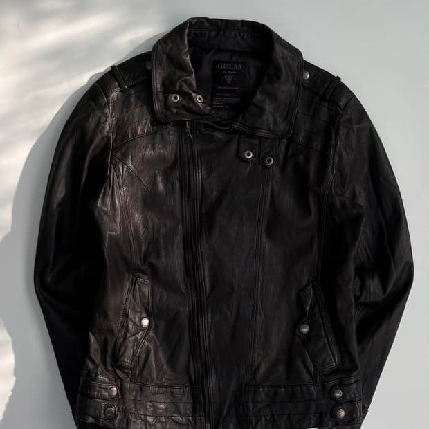 [XL] 빈티지 게스 양가죽 하이넥 라이더 자켓