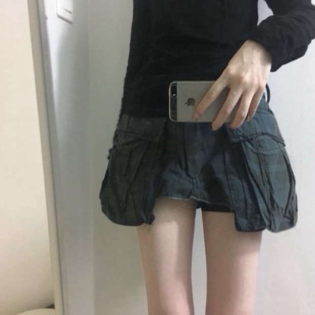 일본빈티지 카고스커트 커스텀빈티지 레이어드스커트 파우닝133그런지
