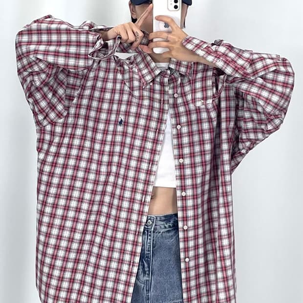 [4XL]POLO 레드체크 긴팔 셔츠