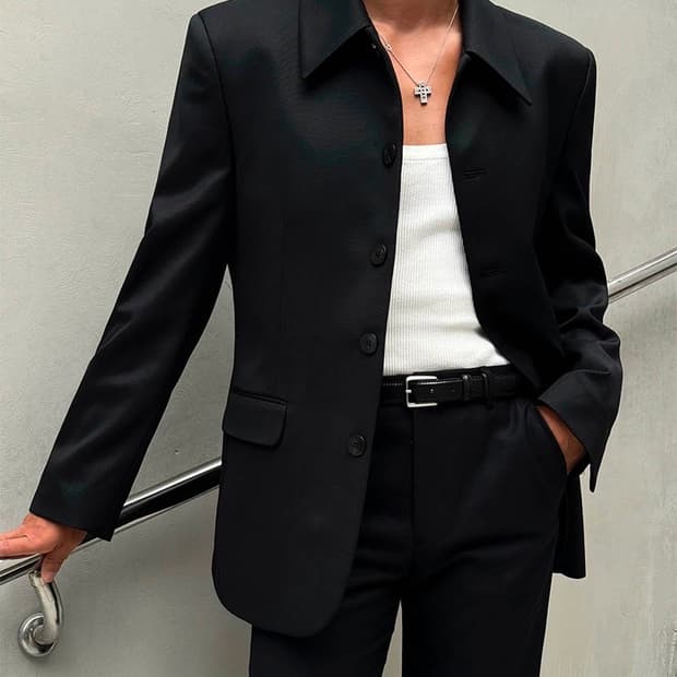 carry/싱글 5버튼 울 블레이져