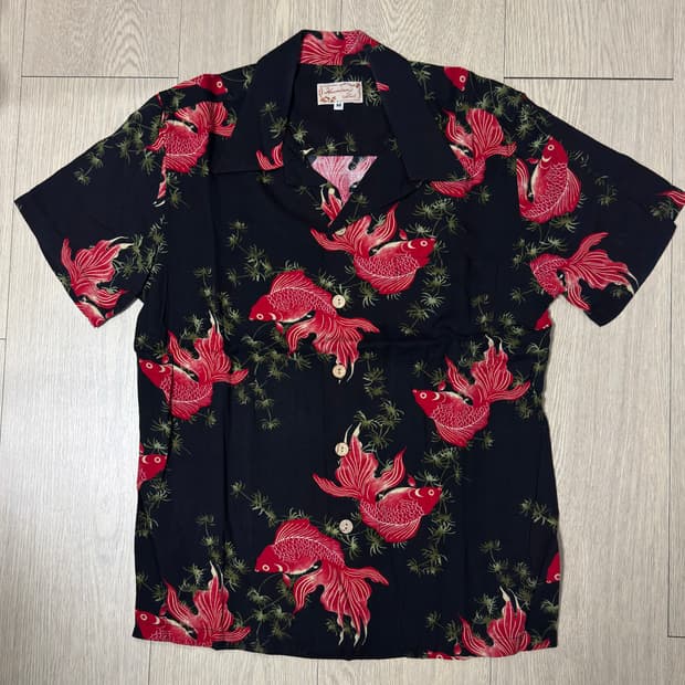 빈티지 금붕어 하와이안 셔츠 M (90~95정도)