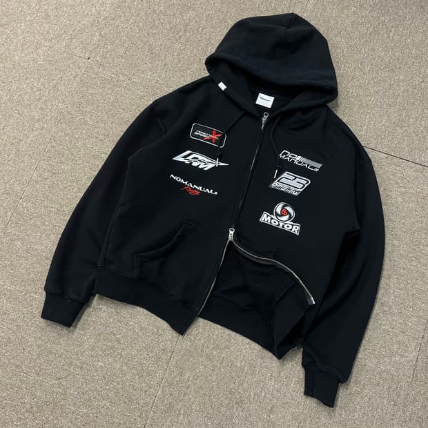노메뉴얼 투웨이 레이싱 후드집업