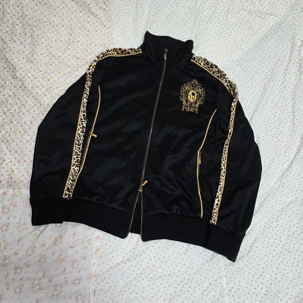 빈티지 호피 벨벳 투웨이 져지 펑크 y2k 오네갸루