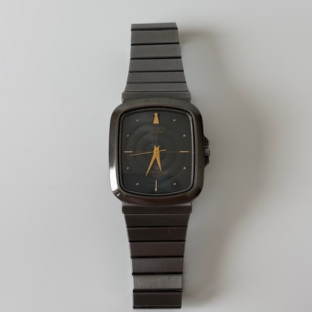 시티즌 1980년대 CQ 블랙 스퀘어 쿼츠 남성