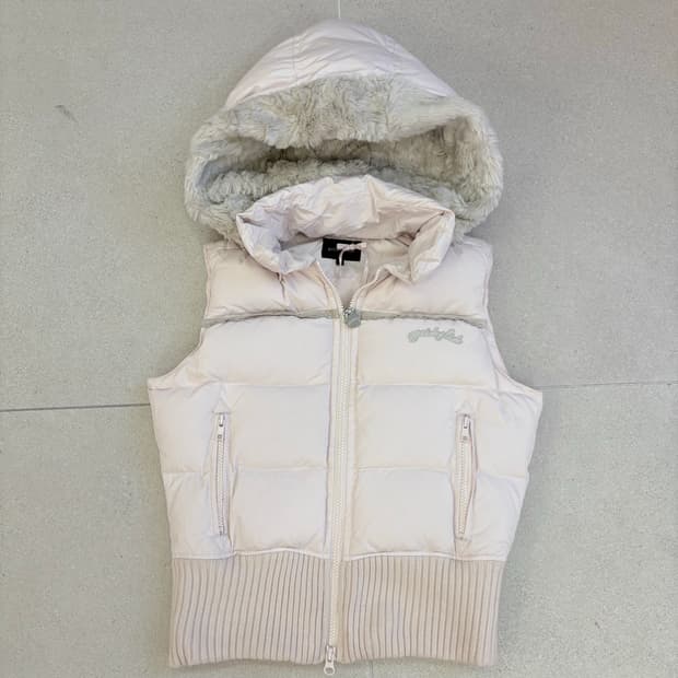 연핑크 퍼 조끼패딩