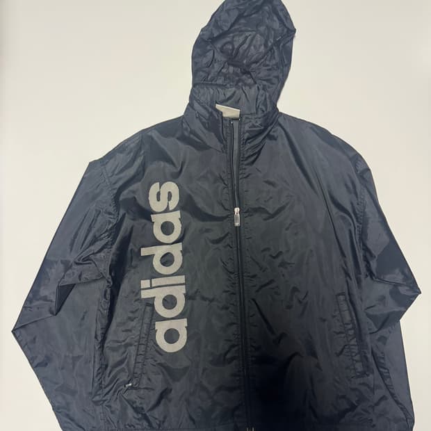아디다스 커스텀 리메이크 빅 로고 후드 바람막이 L ~ XL 블랙