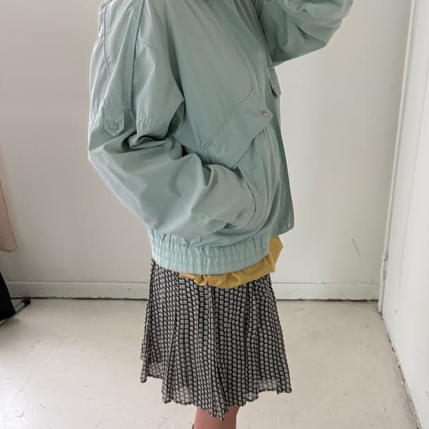 일본빈티지 민트초코 봄버자켓 