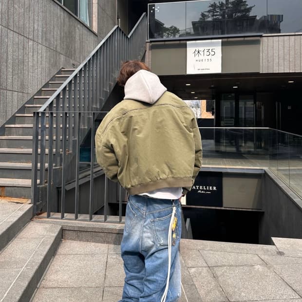 [OS] 논노드 서퍼 다이 서지 봄버 자켓 빈티지 카키