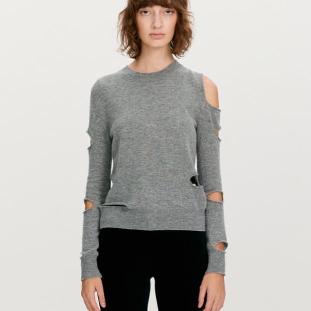 더오픈프로덕트 컷아웃 니트 그레이