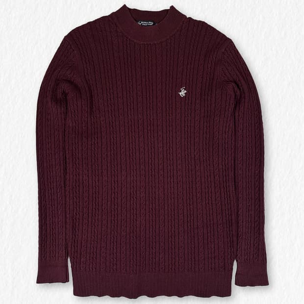 베버리힐스폴로클럽 꽈배기 반폴라 니트