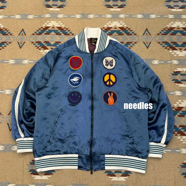 [M] 니들스 아세테이트 사틴 어워드 자켓 블루