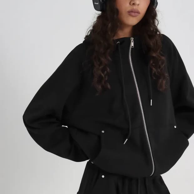 블랙업 더블코튼 리벳 후드집업