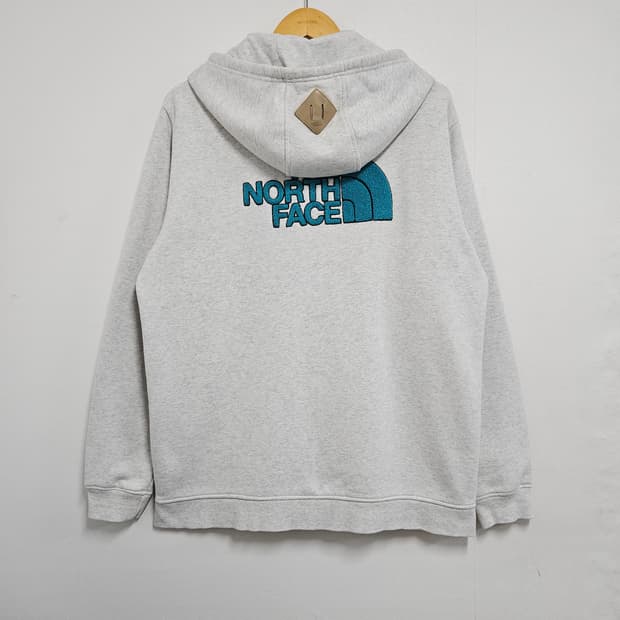 XL 노스페이스 백로고 기모 후드집업 라이트그레이