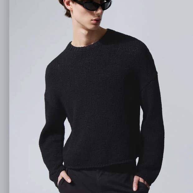 크롭 니트 스웨터 블랙