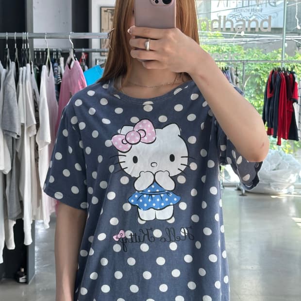 헬로키티 도트리본키티 반팔티 