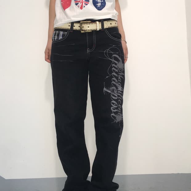 jpn vintage y2k black denim pants