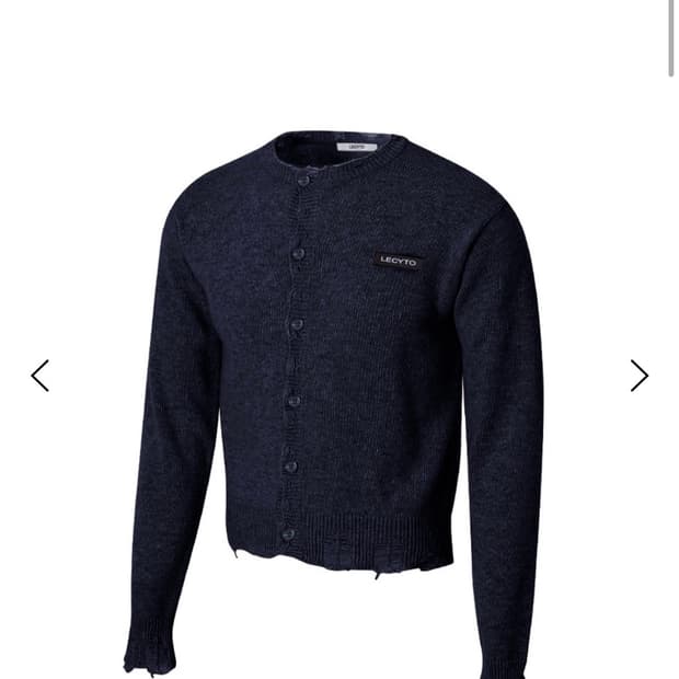Lecyto Destroyed Wool Knit Cardigan Navy