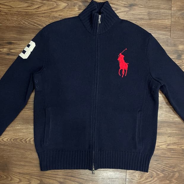 폴로 랄프로렌 빅포니 램스울 집업 자켓 네이비