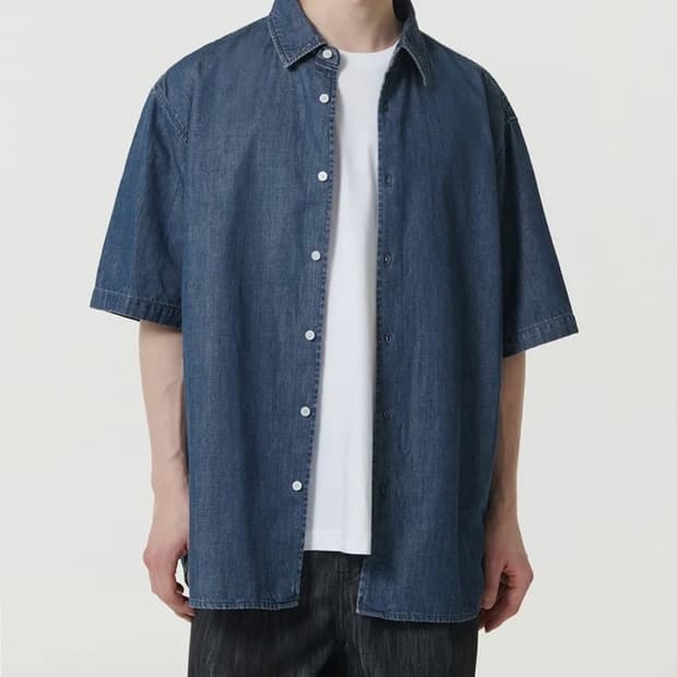 무탠다드 릴렉스드 반소매 데님 셔츠