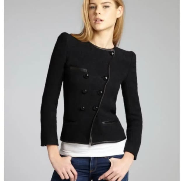 이자벨 마랑 가죽 트리밍 헤링본 자켓