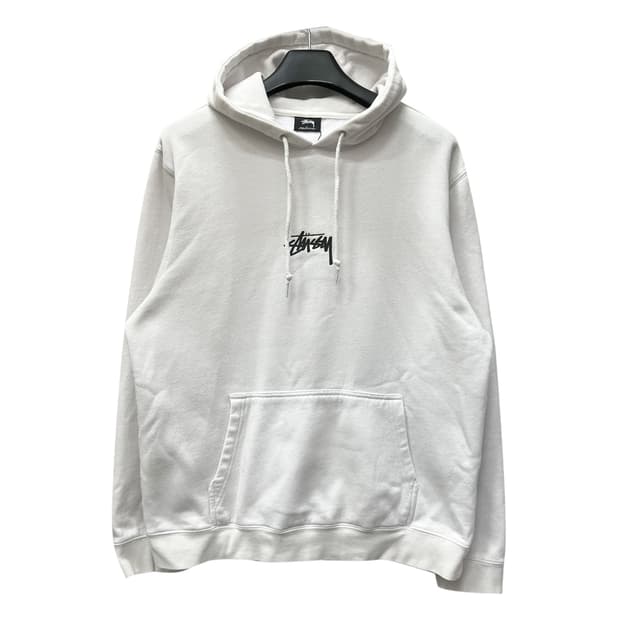 USA 스투시 베이직 로고 화이트 후드티 L