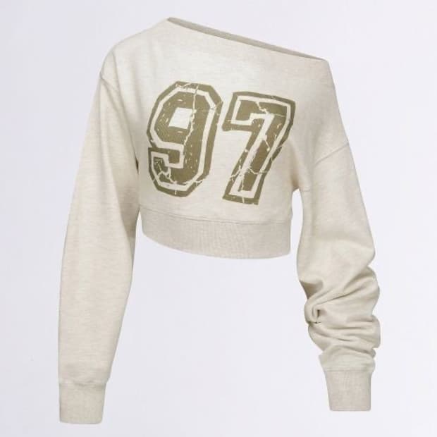 스컬프터 오프숄더 크롭 맨투맨 s