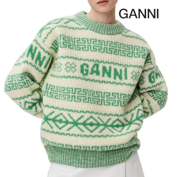 GANNI 가니 울 니트 오버핏 그린 k1834 135