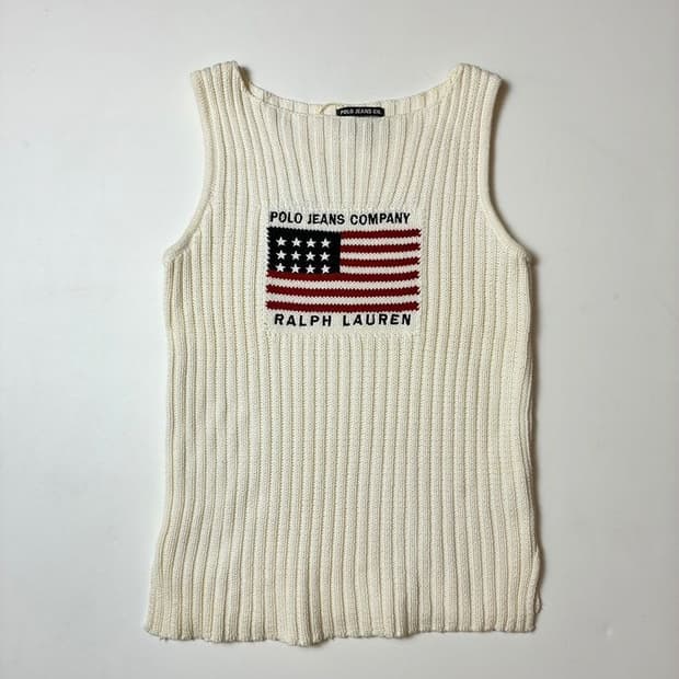 폴로진스 00's 성조기 니트 슬리브 리스 PN8355