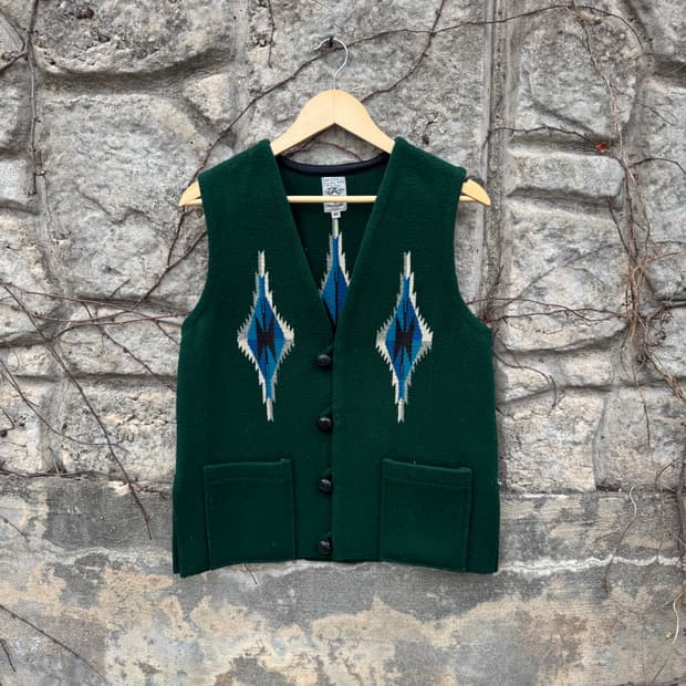 90s 오르테가 빈티지 핸드 우븐 울 네이티브 웨스턴 치마요 베스트 조끼