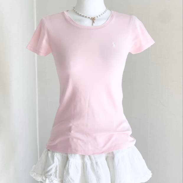 y2k polo 흰핑 딱붙 반팔탑