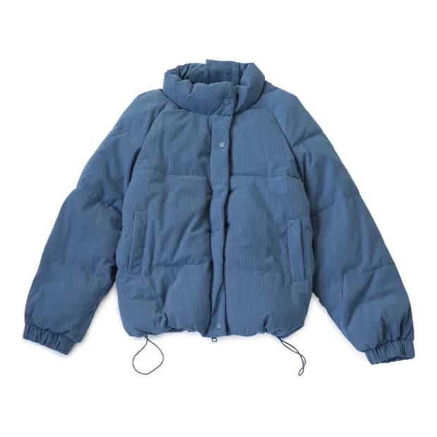 코듀로이 숏패딩 블루