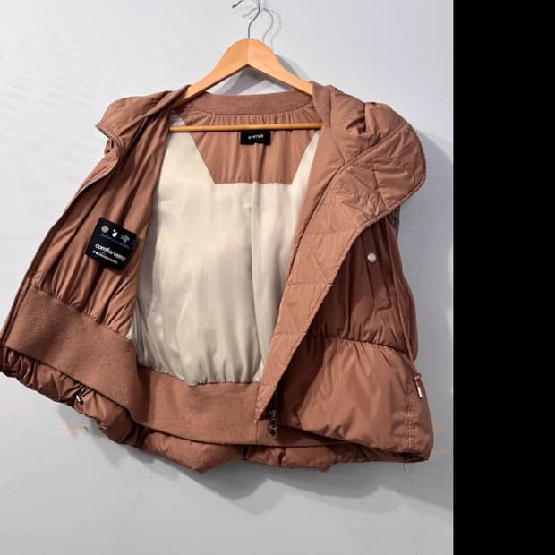 한섬 시스템 SYSTEM 후드 패딩 조끼 브라운 ~55