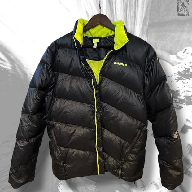 아디다스 네오 레이블 형광 빅로고 다운패딩 95 / 택포