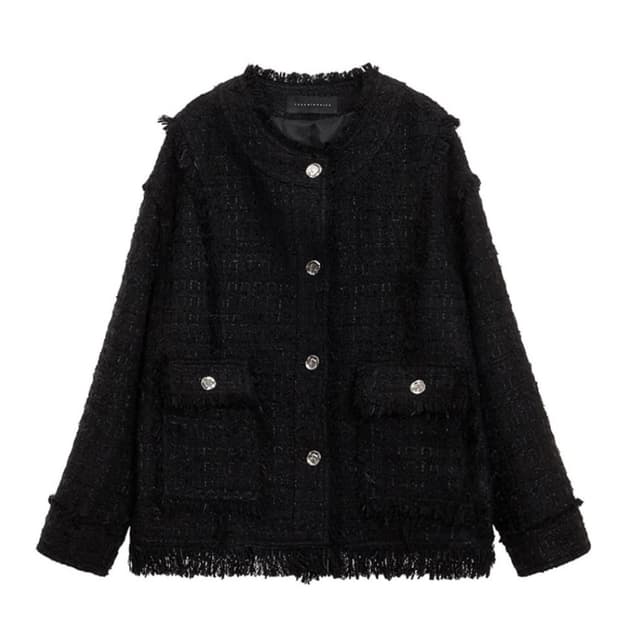 트리밍버드 Frayed Trim Tweed Over-fit Jacket