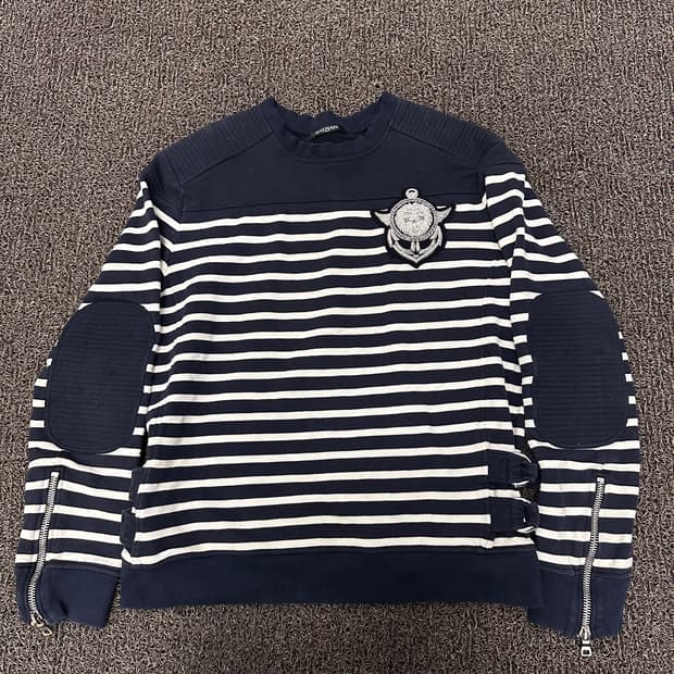 BALMAIN 발망 스트라이프 은장 맨투맨 정품 M