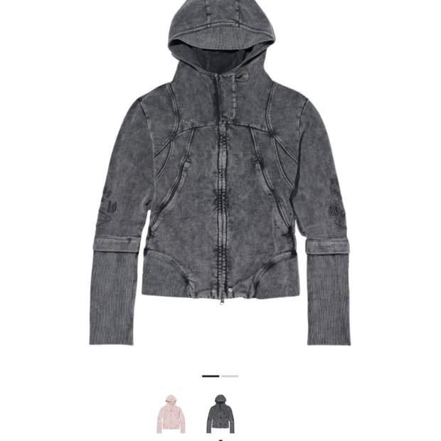 (W) 미스치프 컷 오프 후드 워시드 차콜 - M size