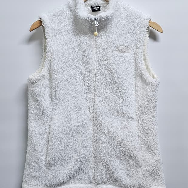 노스페이스 화이트 뽀글이 플리스 조끼M